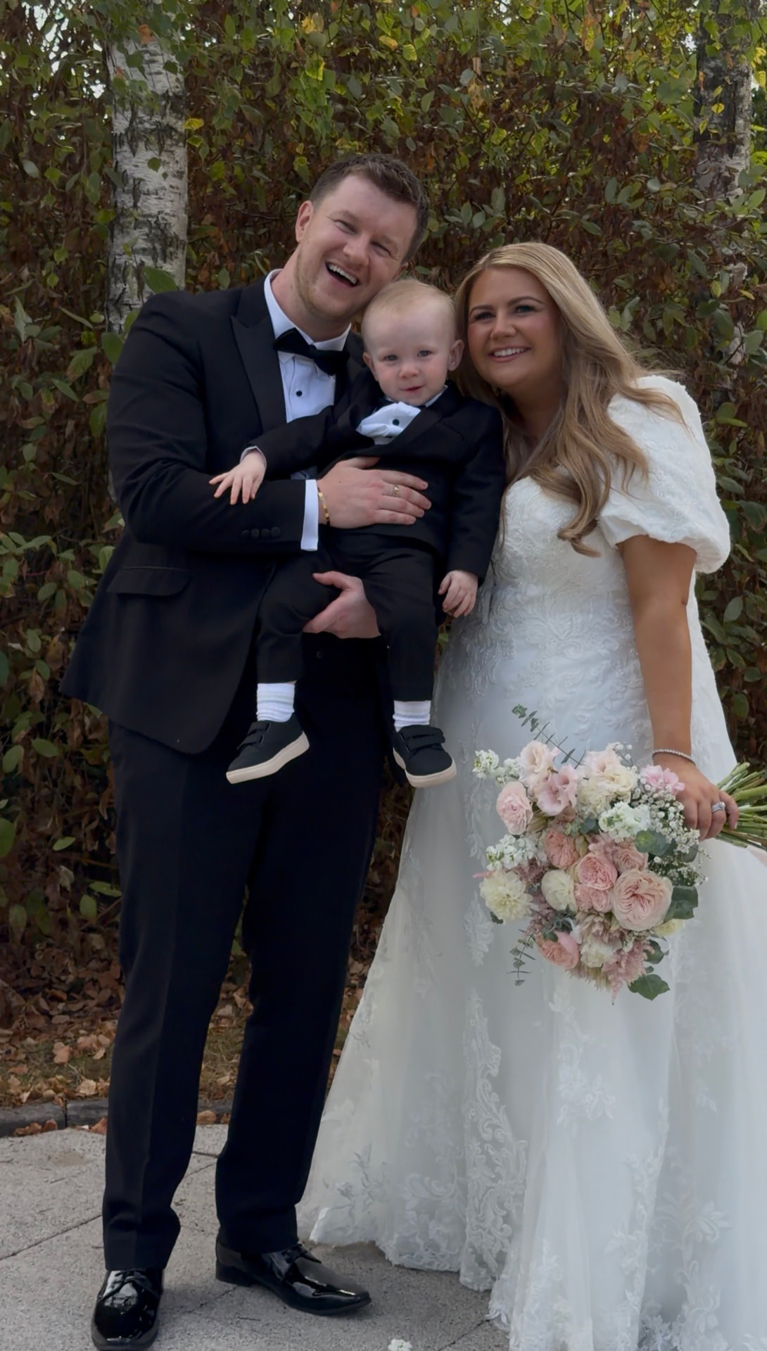 Sarah and Thomas with their baby boy at Druids Glen